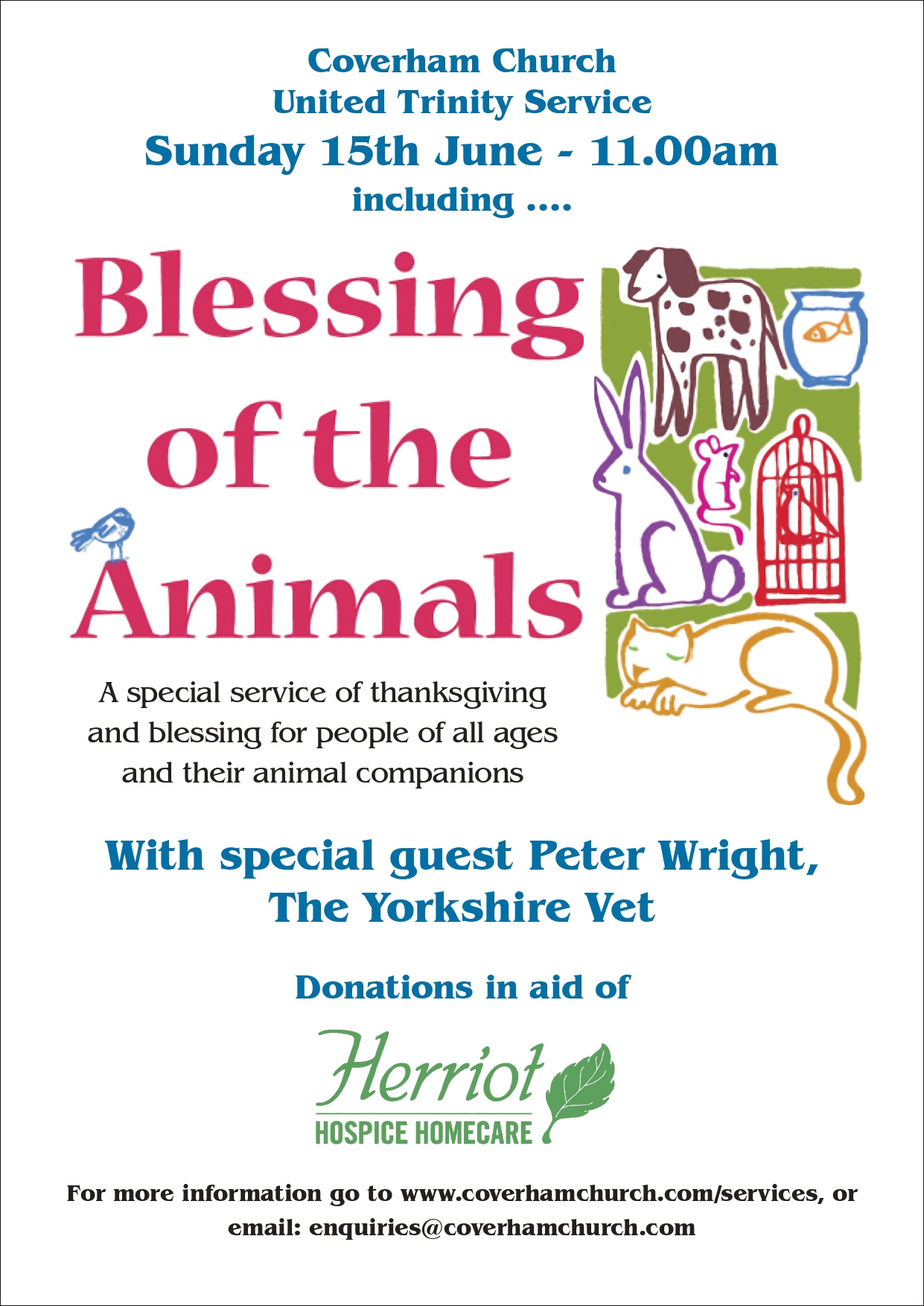 poster with information for an animal blessing